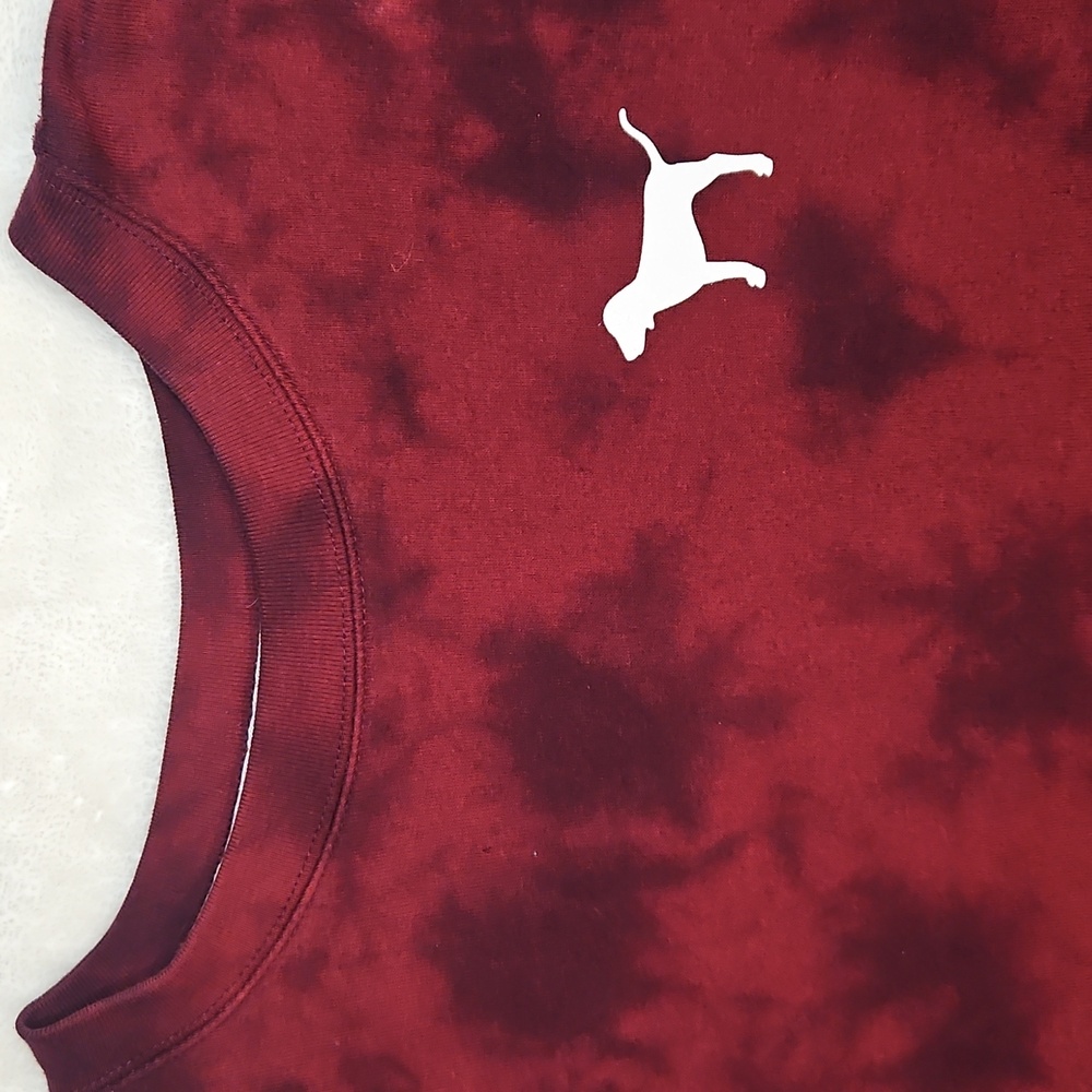VS PINK Burgundy Maroon Tie Dye Crewneck Long Sleeve Tee (Oversized Fit) - Picture 3 of 7